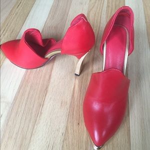 Velo Cuoio Lipstick Red Leather Mule Heel